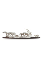 African Savannah Wild Animals Sculpture, White