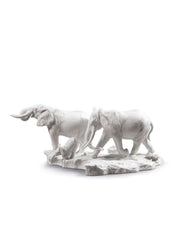 African Savannah Wild Animals Sculpture, White