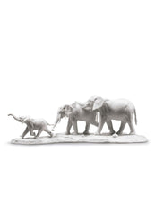 African Savannah Wild Animals Sculpture, White