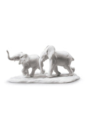 African Savannah Wild Animals Sculpture, White