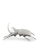 Rhinoceros Beetle Figurine, Matte White