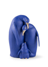 Penguin Family Sculpture, Blue & Gold - Limited Edition
