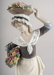Flower Picking Woman Figurine