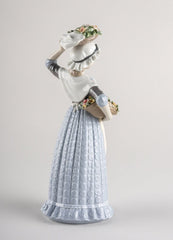 Flower Picking Woman Figurine