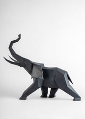 Elephant Sculpture, Black Matte