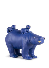 Mummy Bear And Babies Sculpture, Blue/Gold - Limited Edition