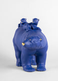 Mummy Bear And Babies (blue-gold) Sculpture. Limited Edition