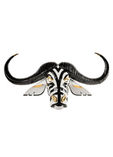 Buffalo Mask Sculpture, Black/Gold