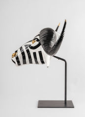 Buffalo Mask Sculpture, Black/Gold