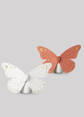 Butterfly Figurine, Golden Luster & Coral