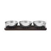 Bernadotte Triple Bowl Set In Stand Wood & Stainless Steel