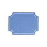 Tessuti Cornflower Blue Rectangular Placemats with White Stitching - Set of 4