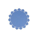 Tessuti Cornflower Blue Round Placemats with White Stitching - Set of 4