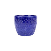 Viva Garden Cobalt Embossed Leaves Cachepot