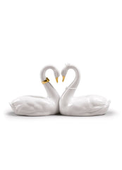 Endless Love Swans Figurine, Golden Luster