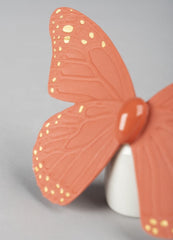 Butterfly Figurine, Golden Luster & Coral