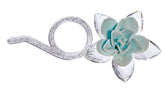 Debora Carlucci Aqua Porcelain Lotus Flower with Crystal Beaded Swarovski Stem