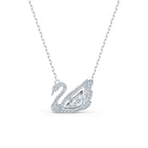 Swan necklace, Swan, White, Rhodium plated