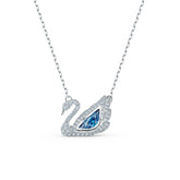 Swan necklace, Swan, Blue, Rhodium plated