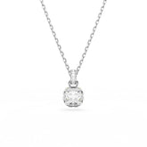 Birthstone pendant, Square cut, April, White, Rhodium plated