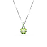 Birthstone pendant, Square cut, August, Green, Rhodium plated