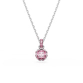 Birthstone pendant, Square cut, October, Pink, Rhodium plated