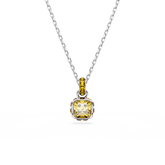 Birthstone Pendant, Square Cut, November, Yellow, Rhodium Plated