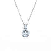 Birthstone pendant, Square cut, March, Blue, Rhodium plated