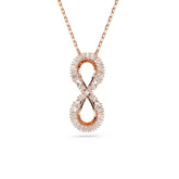Hyperbola pendant, Infinity, White, Rose gold-tone plated