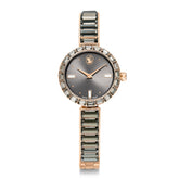 Matrix Bangle watch, Swiss Made, Crystal bracelet, Gray, Rose gold-tone finish