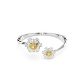 Idyllia bangle, Flower, Yellow, Rhodium plated