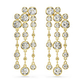Imber drop earrings, Round cut, Chandelier, White, Gold-tone plated