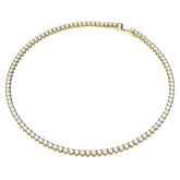 Matrix Tennis necklace, Round cut, White, Gold-tone plated