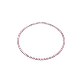 Matrix Tennis necklace, Round cut, Pink, Rhodium plated