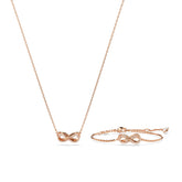 Hyperbola set, Infinity, White, Rose gold-tone plated