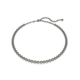 Imber Tennis necklace, Round cut, Gray, Ruthenium plated