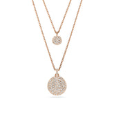 Sublima layered pendant, White, Rose gold-tone plated