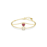 Chroma bangle, Heart, Red, Gold-tone plated