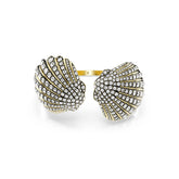 Idyllia bangle, Shell, White, Gold-tone plated