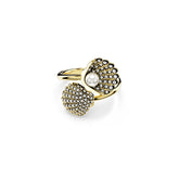 Idyllia open ring, Crystal pearl, Shell, White, Gold-tone plated