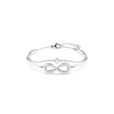Hyperbola bangle, Infinity, White, Rhodium plated