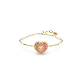 Idyllia bangle, Crystal pearl, Heart, Pink, Gold-tone plated