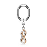 Key ring, Infinity, White, Mixed metal finish
