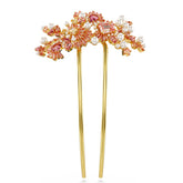 Gema hair clip, Crystal pearl, Mixed cuts, Flower, Pink, Gold-tone plated