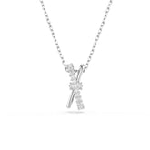 Hyperbola pendant, Mixed cuts, Twist, White, Rhodium plated