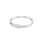 Hyperbola bangle, Mixed cuts, White, Rhodium plated
