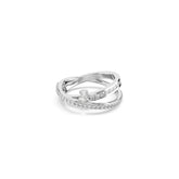 Hyperbola ring, Mixed cuts, White, Rhodium plated