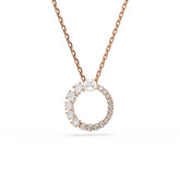 Matrix pendant, Crystal pearl, Round cut, White, Rose gold-tone plated