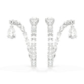 Matrix hoop earrings, Mixed cuts, White, Rhodium plated