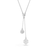 Dextera pendant, Round cut, Sphere and cube, White, Rhodium plated